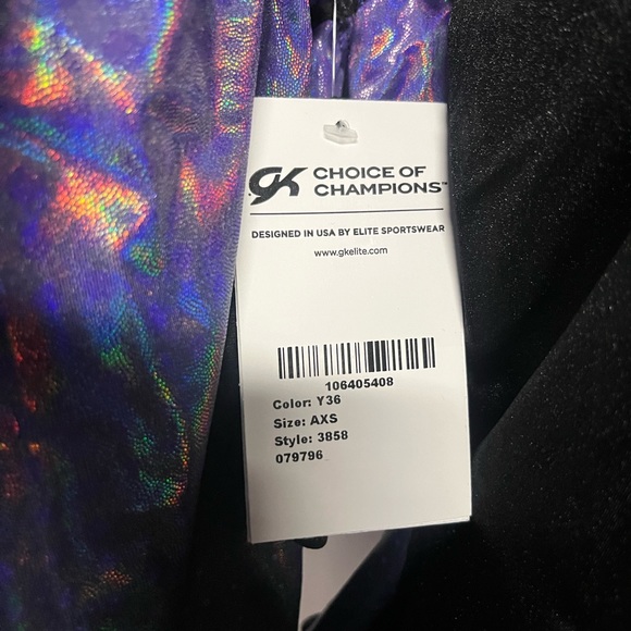 NWT purple and black BRANDED V-Neck Workout Leotard Style #3858 - Picture 10 of 13